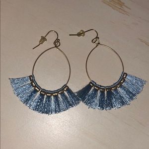 Super fun light blue & gold dangly earrings